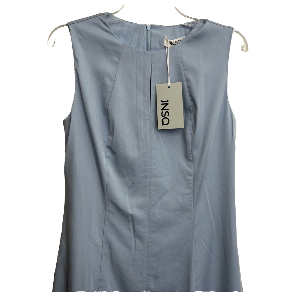 JNSQ FiFi Dress Size 8 NWT $79 Je Ne Sais Quoi Blue Asymmetric Hem Tencel Zip - Picture 5 of 14